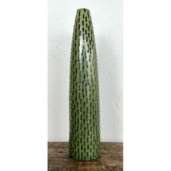 Vintage Green Textured Ceramic Vase