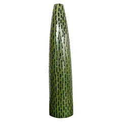 Vintage Green Textured Ceramic Vase