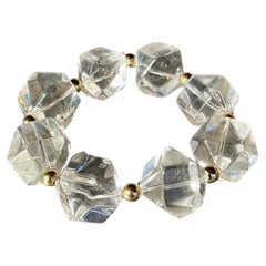 Vintage Boho Faceted Crystal Lucite Beaded Stretch Bracelet