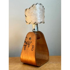 Vintage Wood and Metal Stirrup Table Lamp