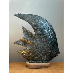 Vintage Plaster Textured Abstract Fish Sculpture