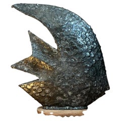Vintage Plaster Textured Abstract Fish Sculpture