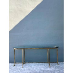Table console vintage en laiton en forme de sabot
