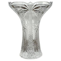 Vintage Palm Tree Crystal Vase
