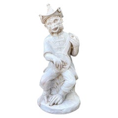 Vintage White Ceramic Monkey Musician Figure