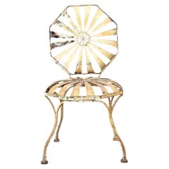 Vintage Heavily Distressed Francois Carre Sunburst Metal Chair
