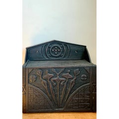 Caja de pared vintage de madera tallada para guardar cosas