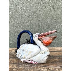 Vintage Glazed Ceramic Pelican Teapot