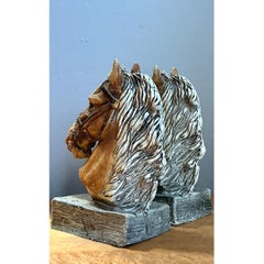 Vintage Horse Head Plaster Bookends - Pair