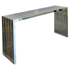 Vintage Chrome Slat Console Table After Ralph Lauren