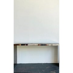 Vintage Chrome Slat Console Table After Ralph Lauren