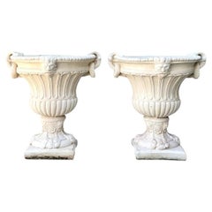 Vintage Carved Stone Urns - Pair