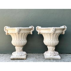 Vintage Carved Stone Urns - Pair