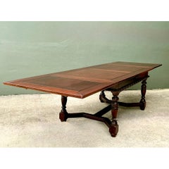 Vintage Carved Wood Extension Dining Table