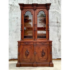 Vintage Boho Black Forest Monumental Carved Cabinet