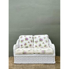 Vintage Lexington Braided White Rattan Love Seat