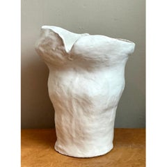 Vintage Biomorphic Sculptural White Ceramic Vase
