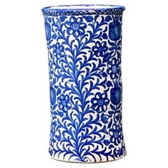 Vintage Blue and White Ceramic Umbrella Stand