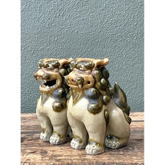 Vintage Ceramic Foo Dog Statues - Pair