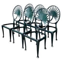 Vintage Palm Frond Outdoor Dining Chairs - Set Of 6
