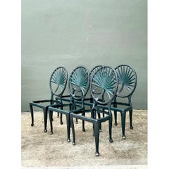 Vintage Palm Frond Outdoor Dining Chairs - Set Of 6