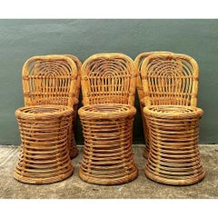 Vintage Rattan Dining Chairs - Set of 6