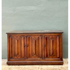 Vintage Carved Walnut Credenza With Slate Top