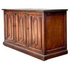 Vintage Carved Walnut Credenza With Slate Top