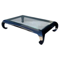 Vintage Lacquer and Glass Coffee Table