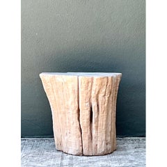 Vintage Natural Wood Stump Accent Table