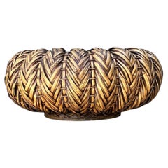 Centrotavola vintage in rattan fatto a mano
