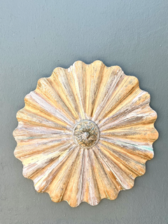Vintage Carved Wood Sunburst Wall Medallion