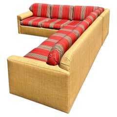 Vintage Fabric and Seagrass Sectional Sofa