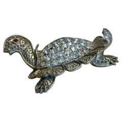 Vintage Rhinestone Turtle Brooch