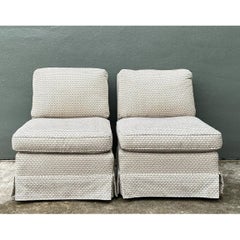 Vintage Upholstered Slipper Chairs - Pair