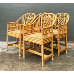 Vintage Brighton Pavillion Rattan Dining Chairs - Set Of 4