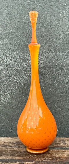 Vintage Murano Tall Orange Glass Decanter