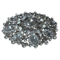 Vintage Silver Rhinestone Belt Buckle