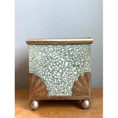 Vintage Painted Cache Pot With Shell Detail