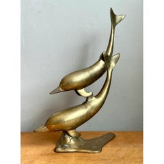 Vintage Brass Dolphin Sculpture