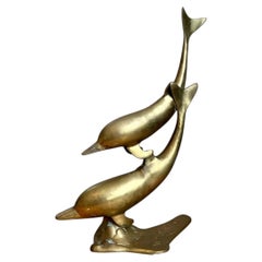 Vintage Brass Dolphin Sculpture