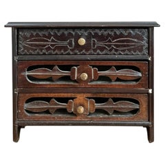 Vintage Carved Wood Miniature Chest