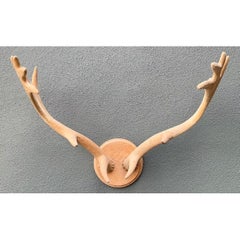 Vintage Carved Wood Antler Wall Mount