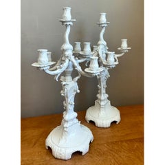 Candelabros vintage de porcelana blanca «Blanc de Chine» de KPM Berlín - Par