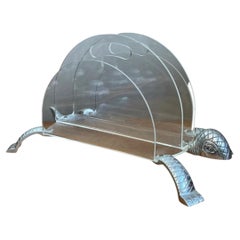 Vintage Lucite and Metal Turtle Magazine Rack