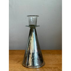 Vintage Silvered Glass Candle Holder