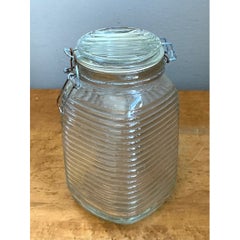 Vintage Ribbed Glass Storage Jar