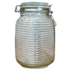 Vintage Ribbed Glass Storage Jar