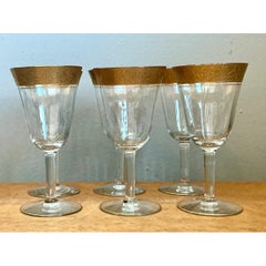 Vintage Gold Plated Rim Wine Glasses - Set of 6
