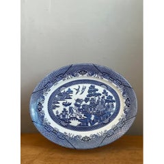 Vintage Chinese Blue Willow Ceramic Platter
